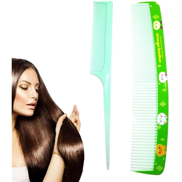 2X1 Acrylic Flat Hair Comb Hair Styling Comb for Unisex (Multi Color 1 Piece) - Image 1